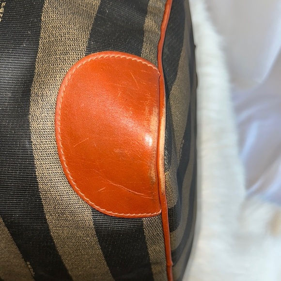 Elegant Striped Black and Brown Duffel Bag - Picture 9 of 12